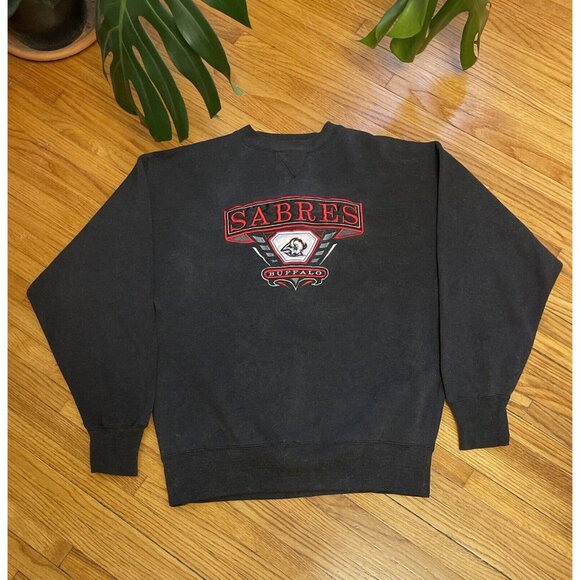 Vintage 90's Medium Buffalo Sabres Goat Head NHL Embroidered Crewneck Sweatshirt